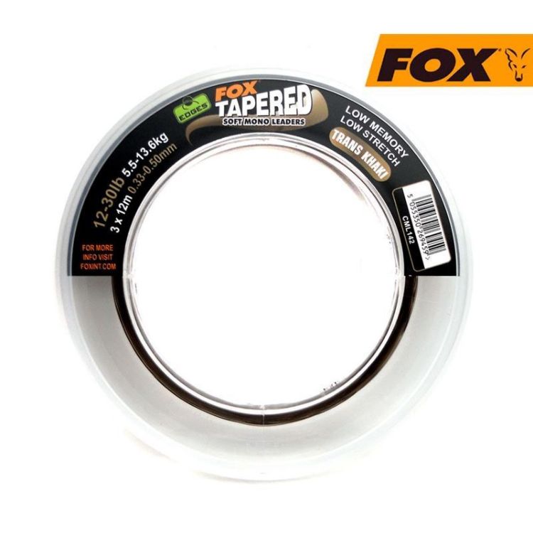 Снимка на Монофилен шок лидер FOX Edges Tapered Leaders trans Khaki 0,33-0,50