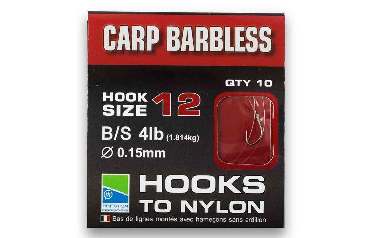 Снимка на Вързани куки Престън Preston CARP BARBLESS HOOKS TO NYLON