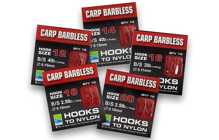 Снимка на Вързани куки Престън Preston CARP BARBLESS HOOKS TO NYLON