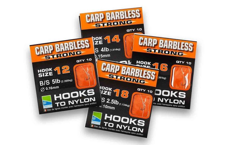 Снимка на Вързани куки Престън Preston CARP BARBLESS HOOKS TO NYLON