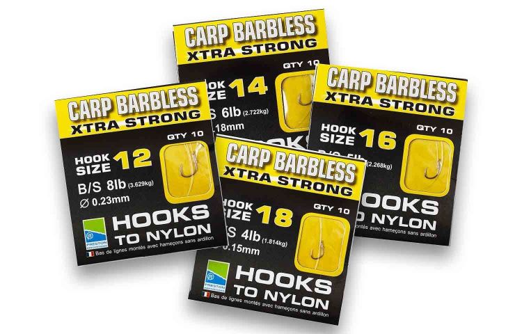 Снимка на Вързани куки Престън Preston CARP BARBLESS HOOKS TO NYLON