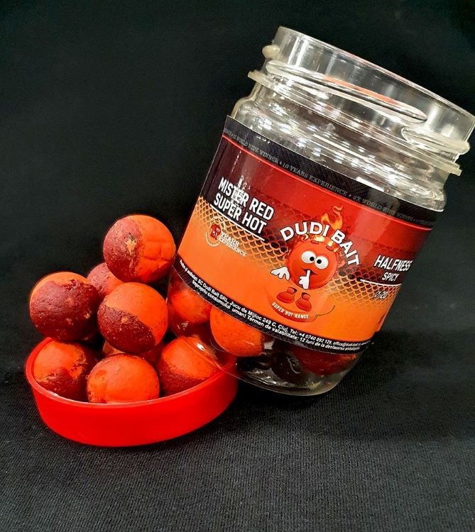 Снимка на ДВУЦВЕТНИ ТОПЧЕТА ЗА СТРЪВ DUDI BAIT MISTER RED SUPER HOT HALFNESS HOOKBAITS