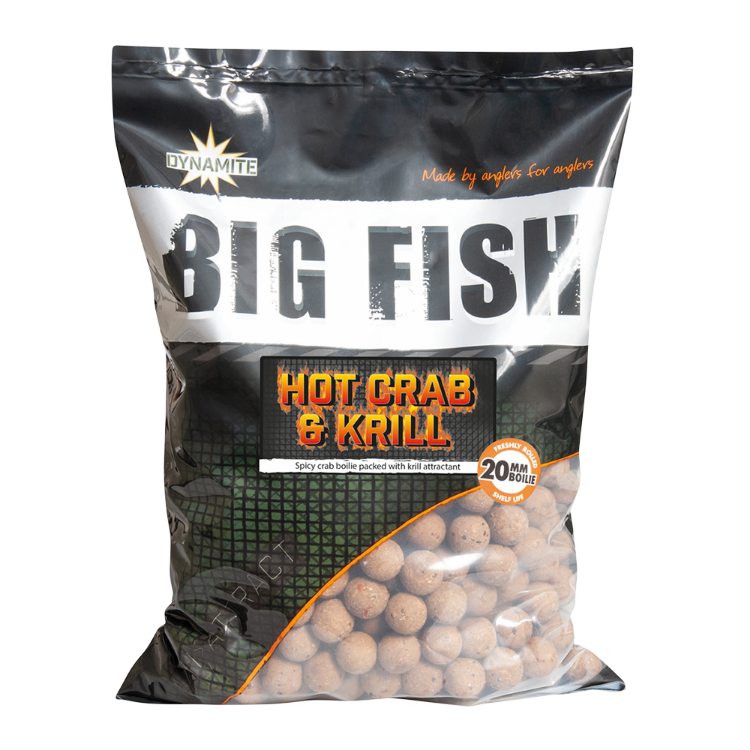 Снимка на Протеинови Топчета DYNAMITE BAITS Big Fish Hot Crab and Krill Boilie 