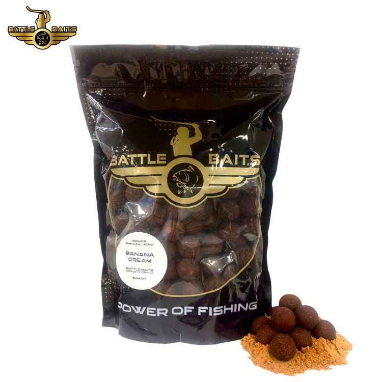 Снимка на Протеинови топчета BATTLE BAITS Fishmeal Banana Cream 1kg