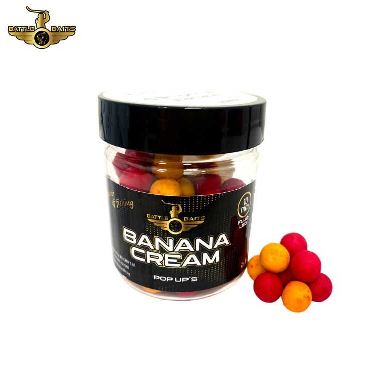 Снимка на Топчета Pop Up BATTLE BAITS Banana Cream – Банан Fluo LED 10mm