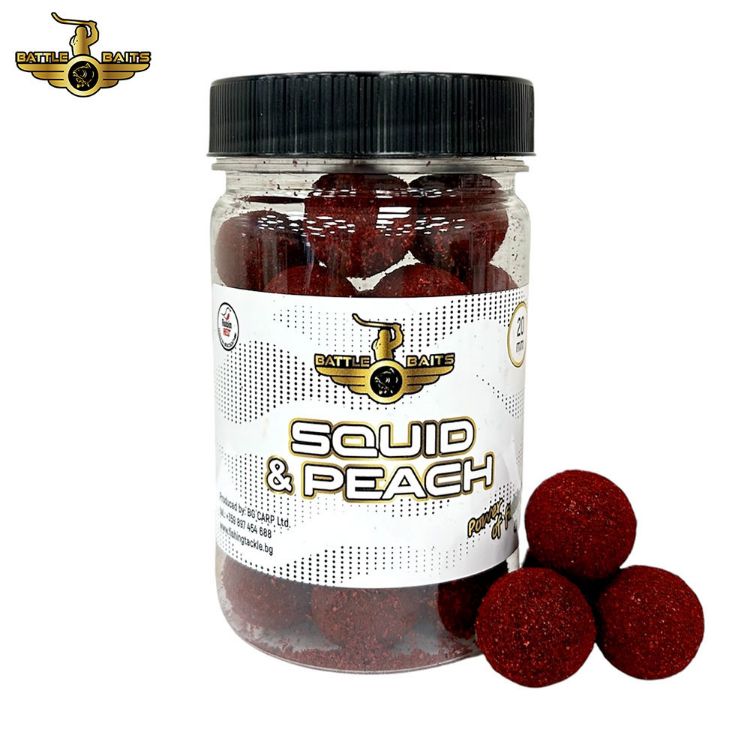 Снимка на Протеинови топчета за стръв BATTLE BAITS Squid & Peach