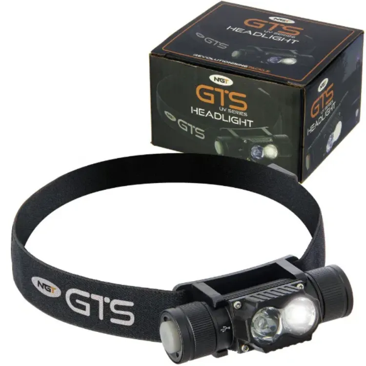 Снимка на Челник NGT GTS Headlight - 250 Lumens + UV Light with USB Rechargable 1800mAh Battery